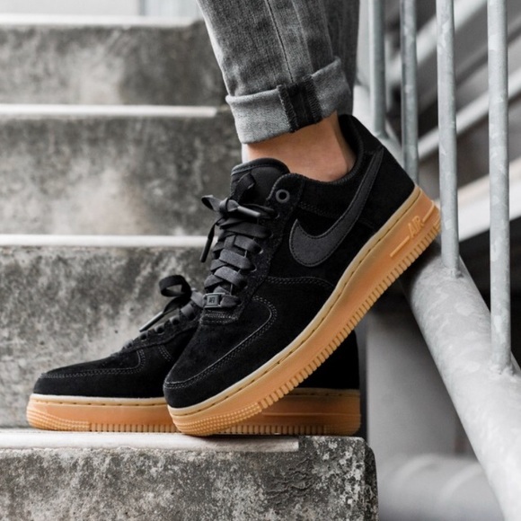 womens nike air force 1 black suede